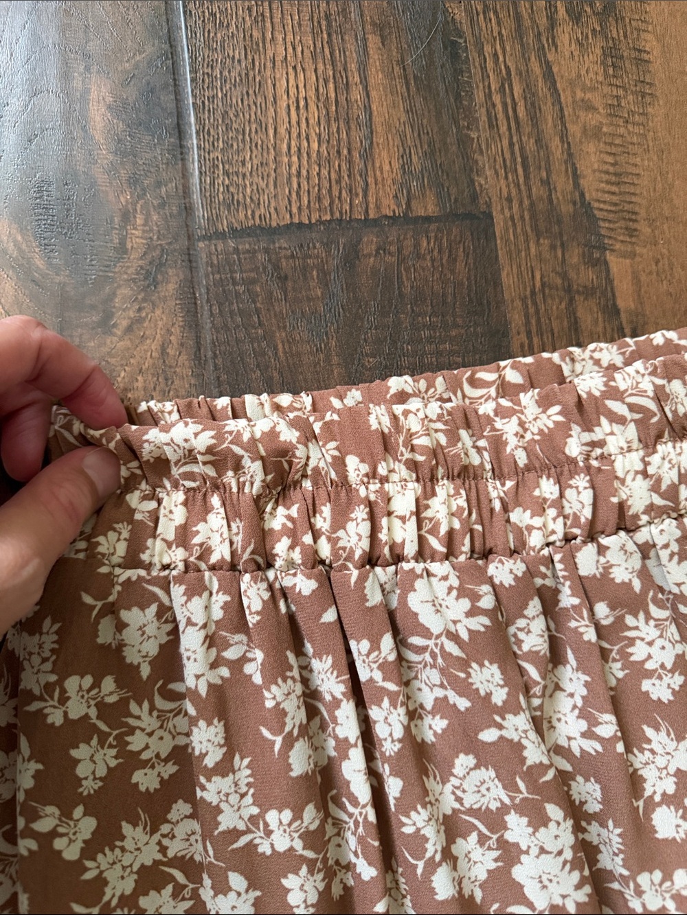 Altar'd State Brown and Cream Floral Tiered Maxi Skirt - Picture 3 of 5